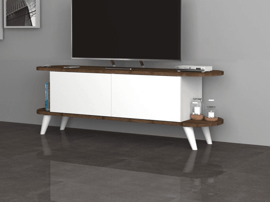 PRAS 140CM - Meuble TV - Noyer et Blanc HomeDeco.ma