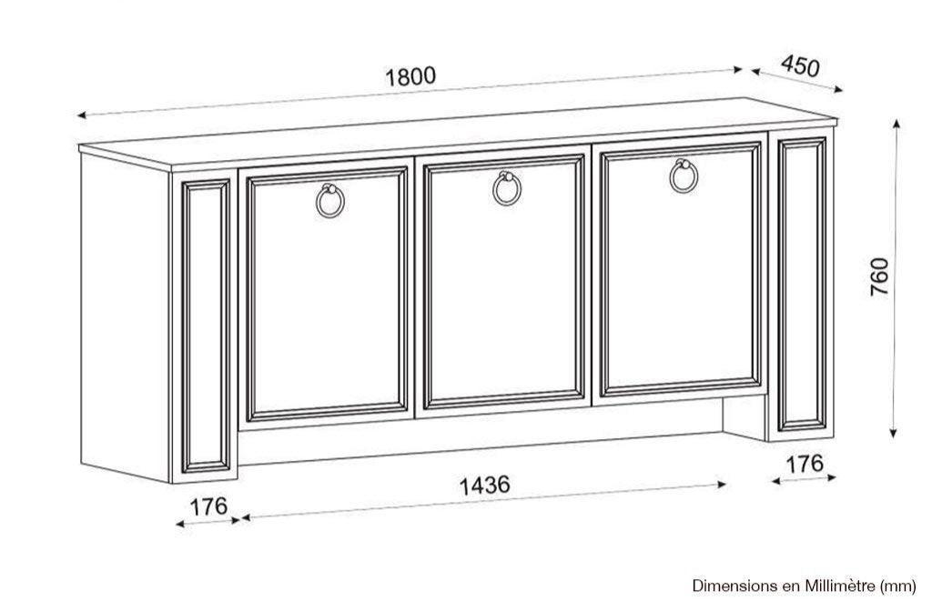 Buffet Console SANSA - Blanc, Noyer et Doré - Entrée et séjour HomeDeco.ma