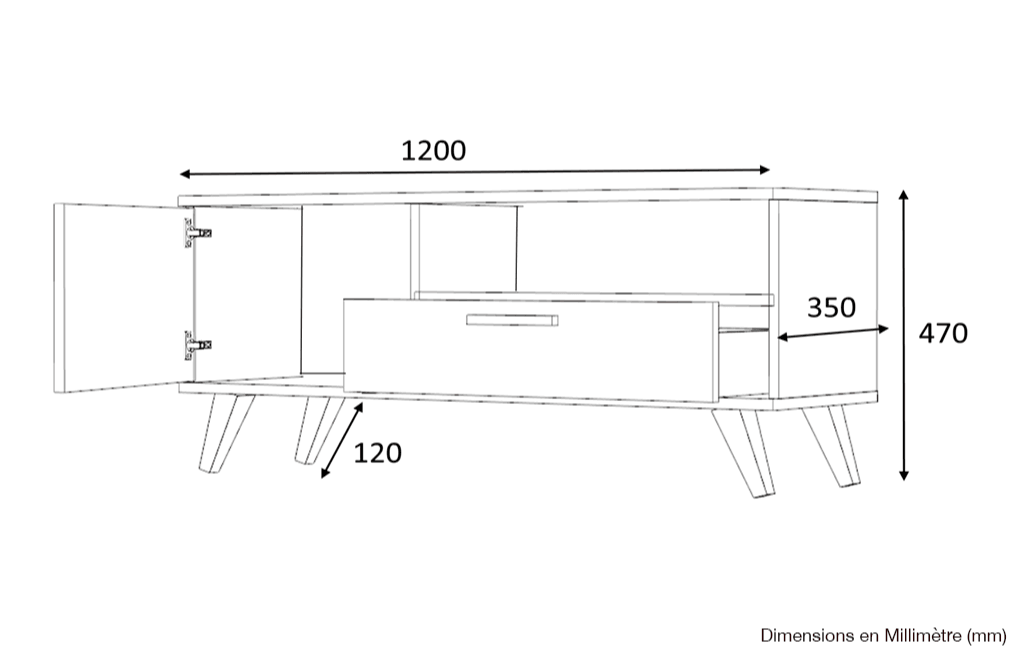 SAROB 120CM - Meuble TV - Blanc HomeDeco.ma