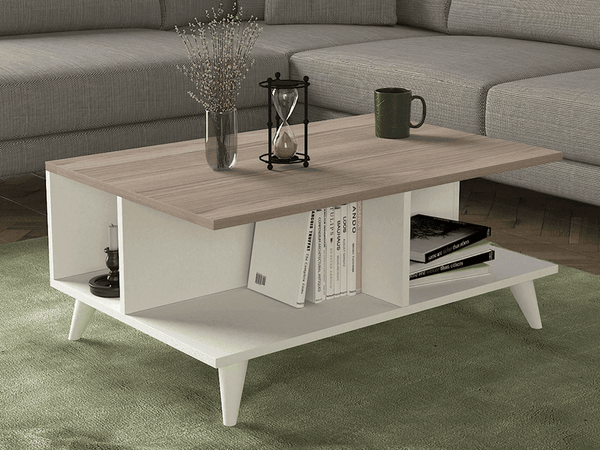 Table basse SEDDRAE - Blanc et Gris Cordoba - HomeDeco