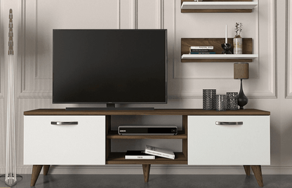 Meuble TV AYDEN 180cm - Noyer et Blanc HomeDeco.ma