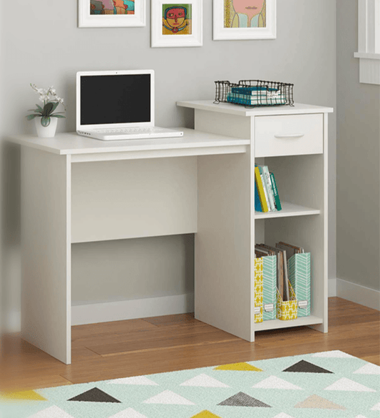 TRAM 110cm - Bureau avec rangement - Blanc HomeDeco.ma