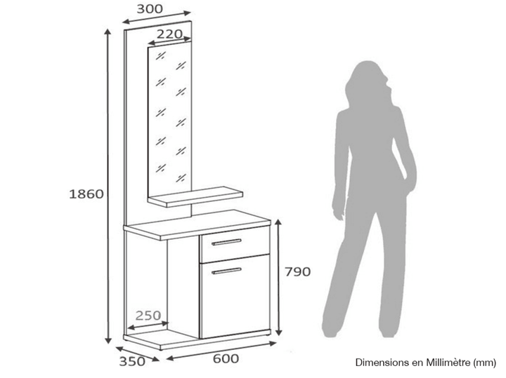 TSOL - Meuble Console d'entrée - Chêne et Blanc - HomeDeco