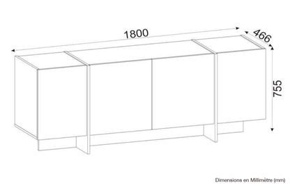 Buffet, Console VEYRON - Noir Charbon, Effet Marbre et Doré HomeDeco.ma