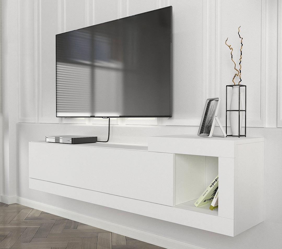 Meuble TV Suspendu VOLARE 150 cm - Blanc HomeDeco.ma