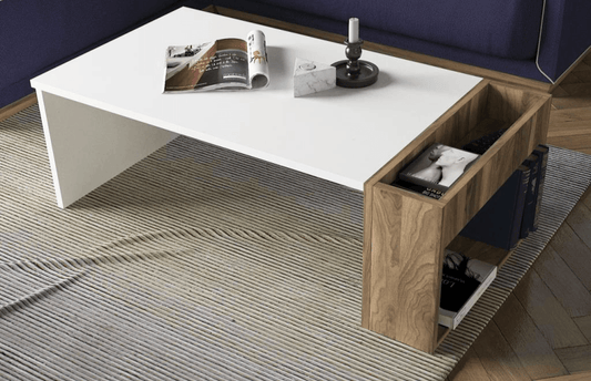 Table Basse WEIV - Noyer et Blanc HomeDeco.ma