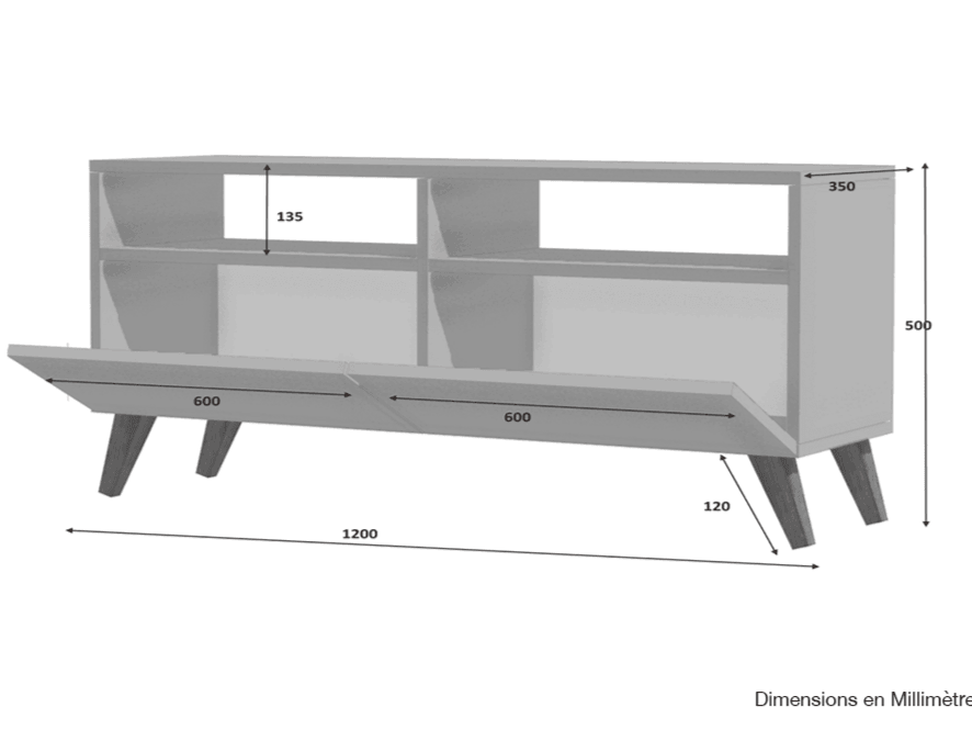 Meuble TV YOCNE - Noyer et Blanc HomeDeco.ma