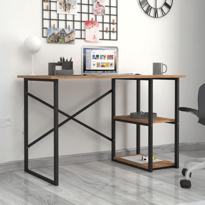 Bureau LEON 120 cm - en bois avec Structure metallique - HomeDeco