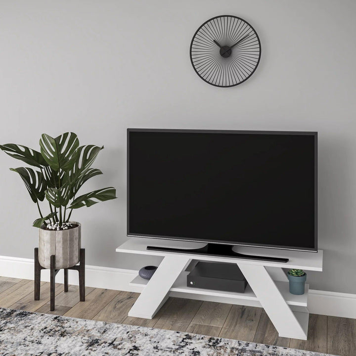 EVOR - Stand TV Moderne 120 Cm Blanc - HomeDeco