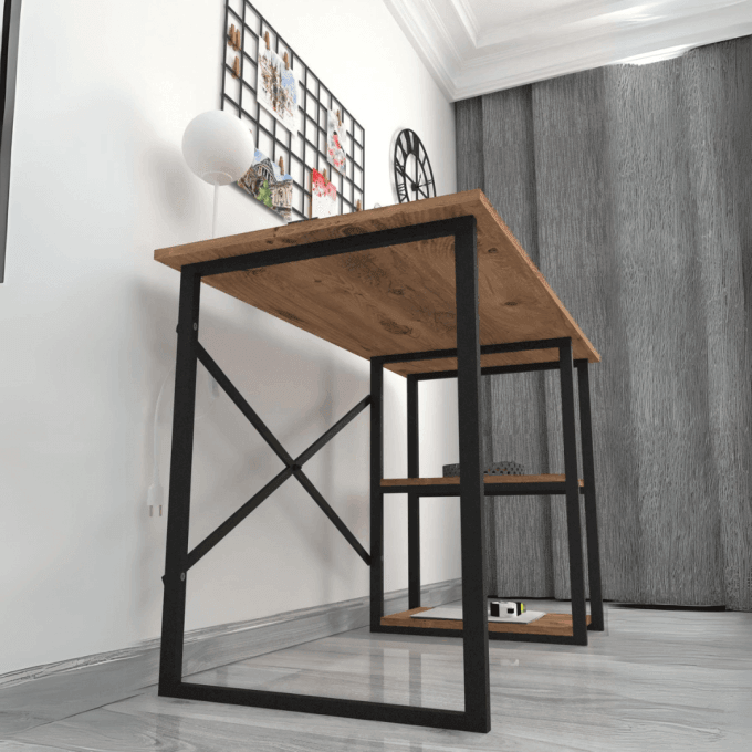 Bureau LEON 120 cm - en bois avec Structure metallique - HomeDeco