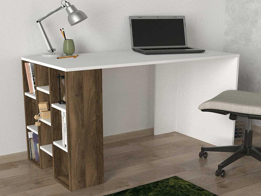 Bureau RICOLO - Blanc et noyer HomeDeco.ma