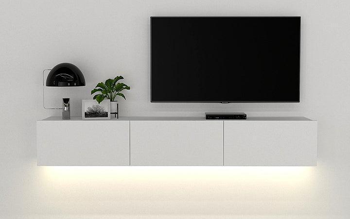 Meuble TV ALMA LED - Blanc - 180cm - HomeDeco