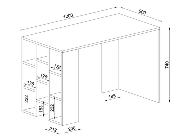 Bureau RIVE - Blanc et noyer - 120 cm - HomeDeco