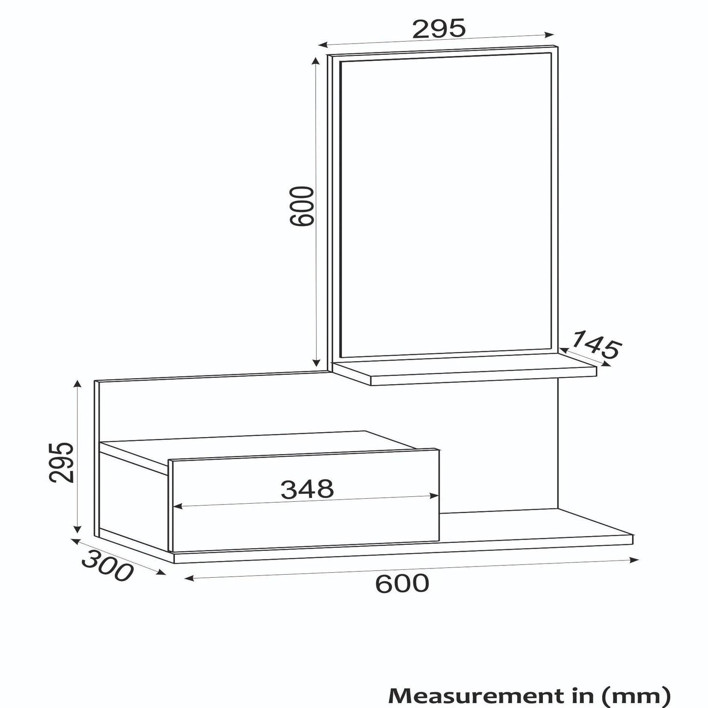 Coiffeuse suspendue avec miroir DRAX HomeDeco.ma