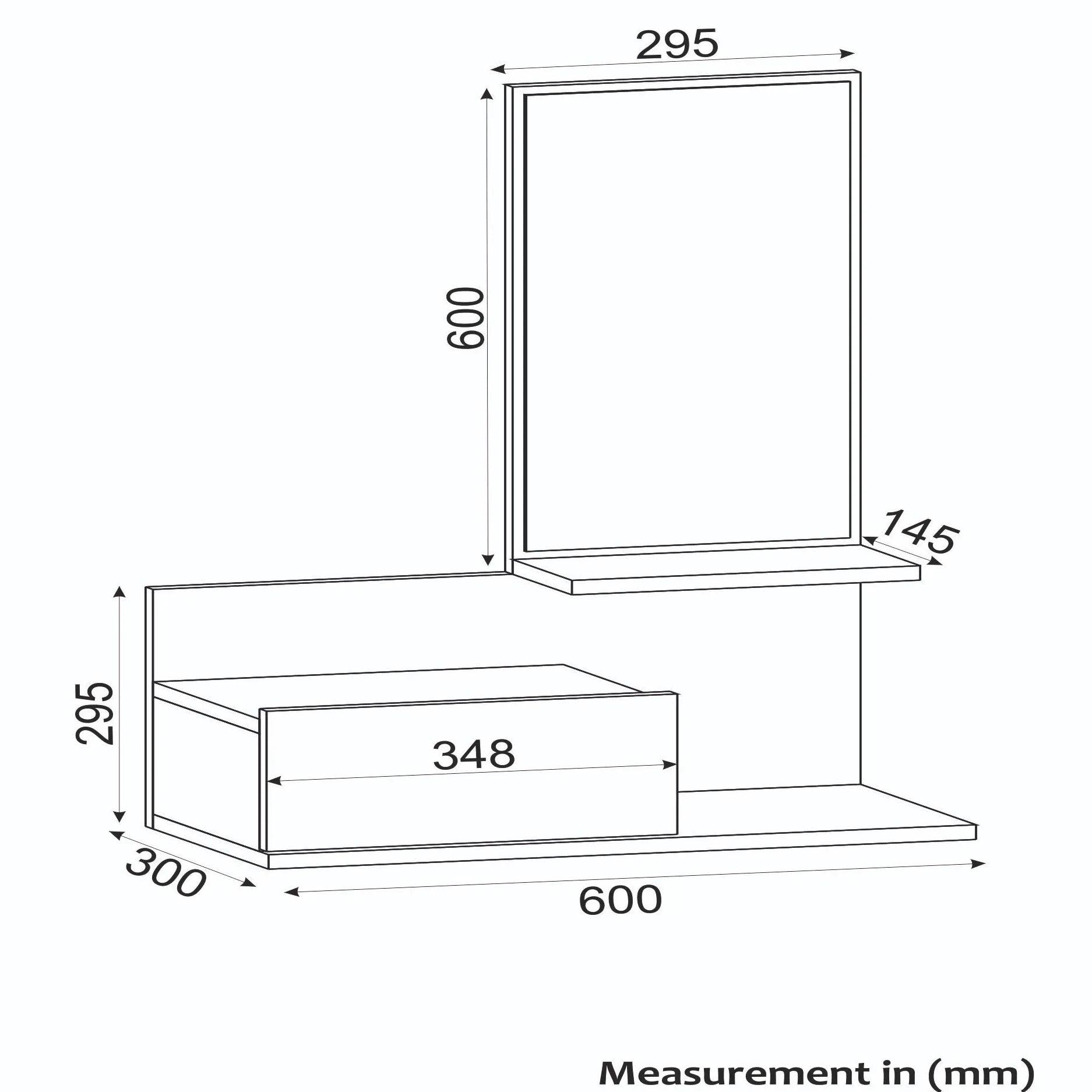 Coiffeuse suspendue avec miroir DRAX HomeDeco.ma