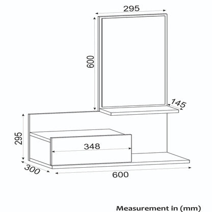 Coiffeuse suspendue avec miroir DRAX HomeDeco.ma