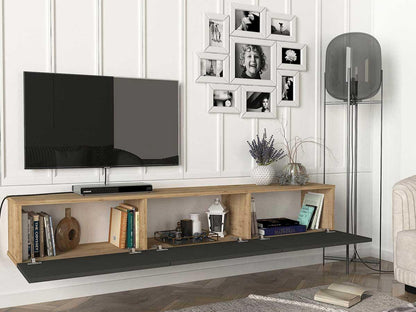 Meuble TV Suspendu ALMAD 180cm - chêne et gris anthracite HomeDeco.ma