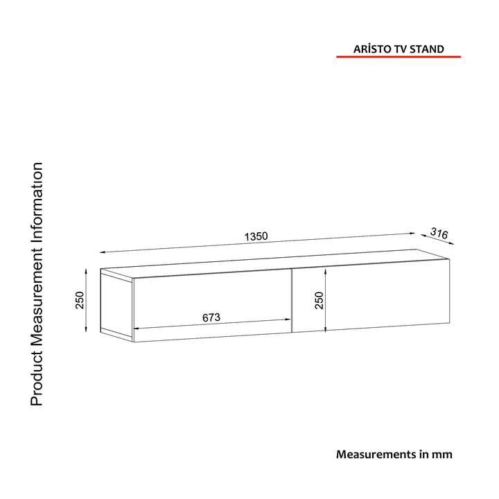 Meuble TV suspendu avec LED Aristo 135cm HomeDeco