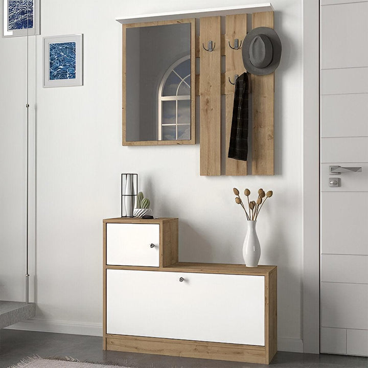 Meuble d'entrée OPT v2 Meuble Chaussures - Miroir - Porte-Manteaux - HomeDeco