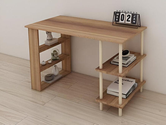 Bureau AMALFI Chêne 120 cm - avec Pied en Bois HomeDeco