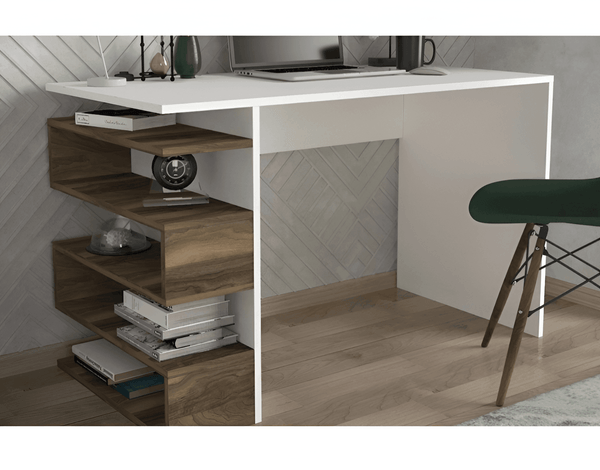 Bureau EKAR 120 cm - Noyer et Blanc - HomeDeco