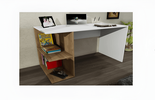 Bureau ELEGANT 120 cm - Blanc et Noyer HomeDeco.ma