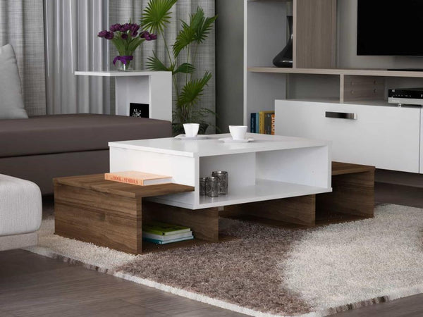 Table Basse SARAFINA - Noyer et Blanc - Salon et séjour - HomeDeco