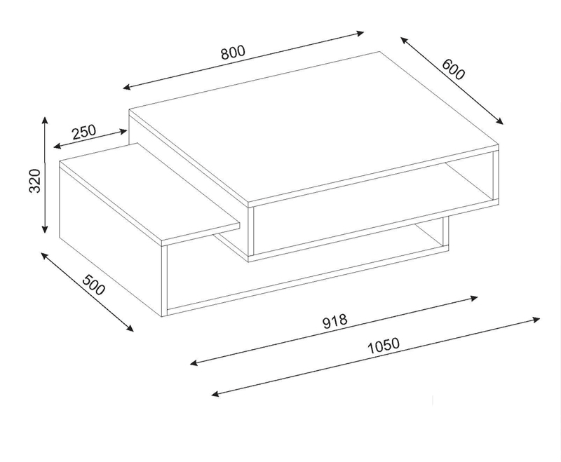 Table basse -KEFA- chêne et blanc 105cm HomeDeco.ma