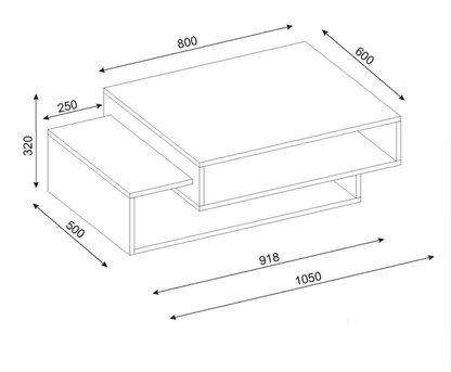 Table basse -KEFA- chêne et blanc 105cm HomeDeco.ma