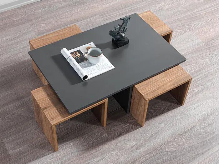 Ensemble Meuble TV+ Table basse + 2 tables d'appoint HomeDeco