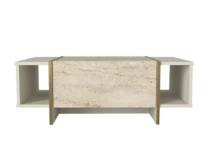 Table basse Veyron - Effet marbre Travertin HomeDeco