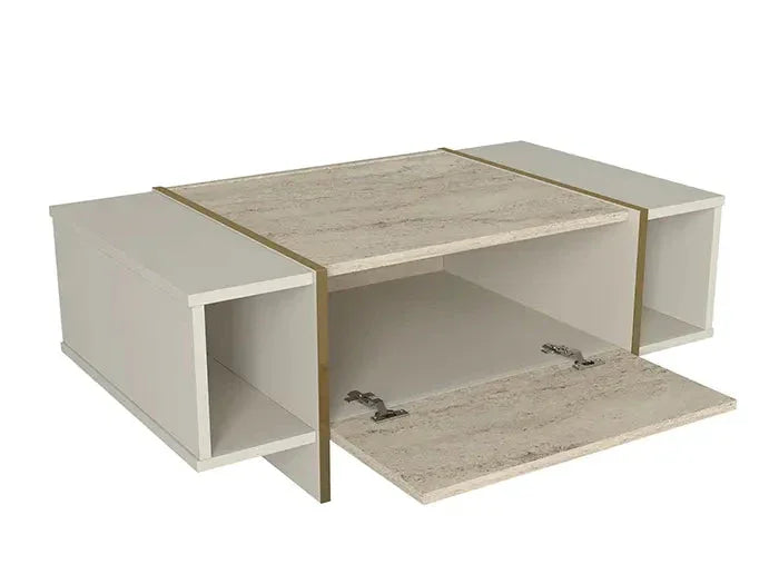 Table basse Veyron - Effet marbre Travertin HomeDeco